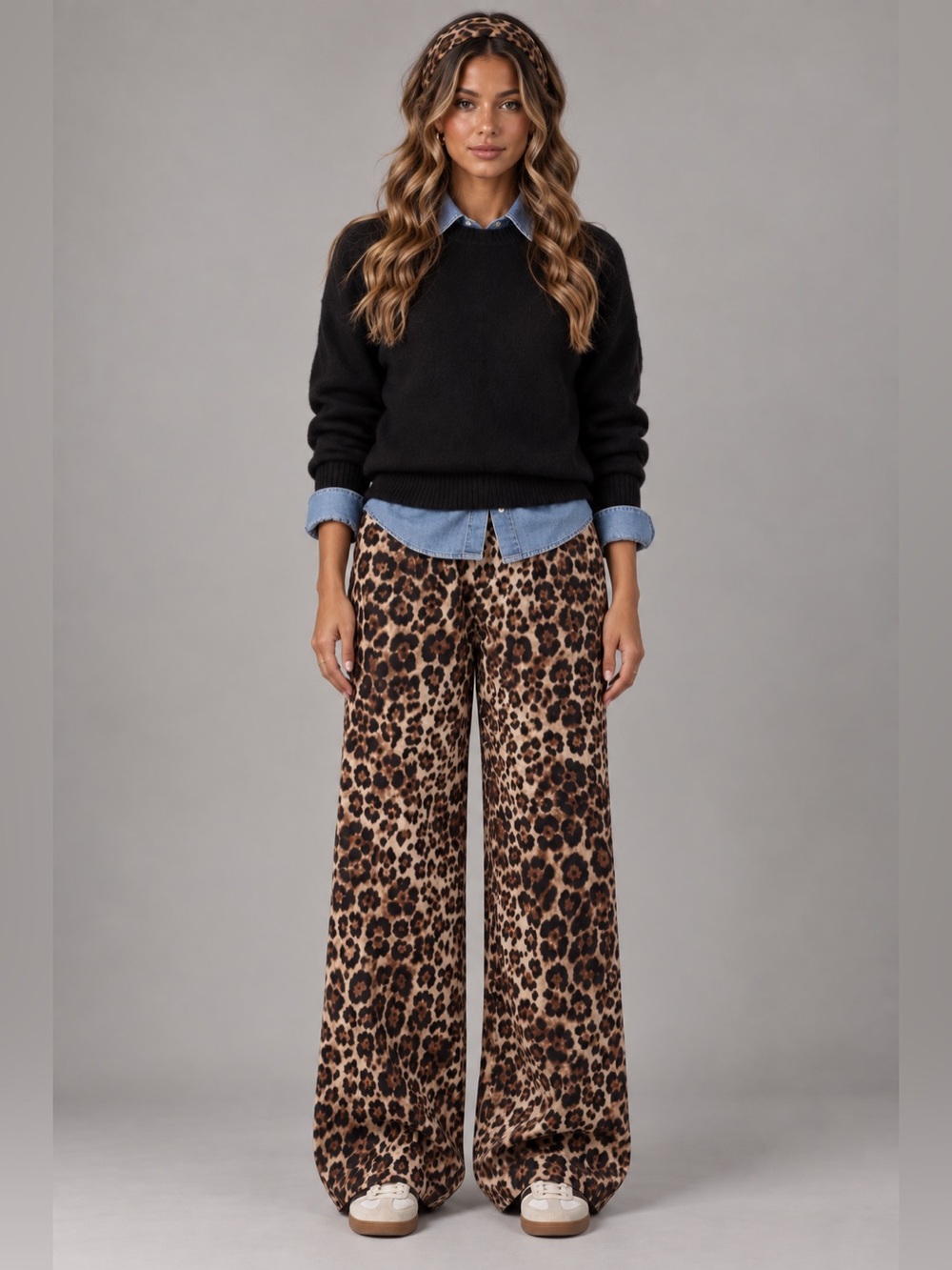 Zara Leopard Print Wide-Leg Loose Fit Pants in Brown Black Effortless Chic Sz Sm - Picture 2 of 11
